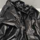 FindThy Womens Oversized Faux Leather Jacket Casual High Collar Long Sleeve Zip Up Fall Fashion Motorcycle Coats (Small, Black)