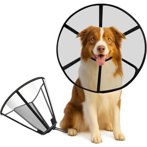 Soft Dog Cone Collar for Post-Surgery, Wound Care Injury Healing, Comfortable Adjustable Pet Cone Recovery Protective Elizabethan Collar to Prevent Licking Biting Scratching for Medium Large Dogs, L