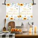 Sunflower Eucalyptus Summer Flowers Quick Dry Microfiber Kitchen Towels Set of 2 Hand Towels 18" x 26"