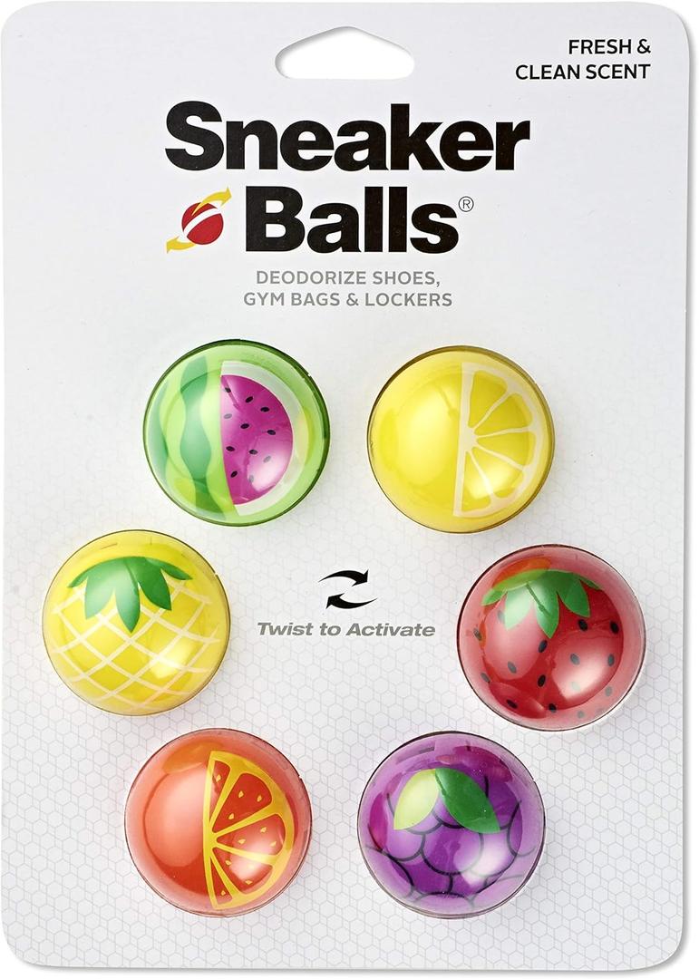 Sneaker Balls Odor-Fighting Shoe Fresheners, Eliminates Unpleasant Smells, Perfect For Sneakers, Gym Bags, Gear Bags, Drawers, Lockers, And More!, Fruitastic, 6 Pack