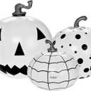 FUNBOY Giant Inflatable Light-Up Halloween Pumpkins 3 Pack, 31'', 23'' and 20'', Black & White Scary Halloween Decorations, Indoor/Outdoor