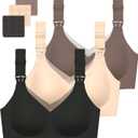 3 x Gailife 3 Pack Nursing Bras for Breastfeeding Seamless V Neck Mesh Maternity Bra Comfort Pregnancy Sleep Bralette, 2X