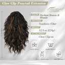 BARSDAR Claw Clip Ponytail Extension - 12 Inch Short Wavy Highlight Ponytail Extensions for Women - Multi Layered Synthetic Clip in Pony Tail Hairpieces Daily Party - Dark Brown with Highlights