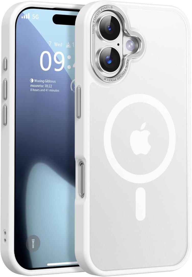 Newfuture Magnetic for iPhone 17 Case [Compatible with Magsafe] [Military Grade Drop Protection] Translucent Matte Anti-Scratch Shockproof Protective Phone Cover 6.3 Inch, Frosted White