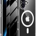 Haiseire Magnetic Case for iPhone 17 with 2 Privacy Screen Protector [Compatible with MagSafe],Non-Yellowing Shockproof Protective Phone Case for iPhone 17,Transparent