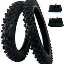 QINGBY 80/100-12 3.00-12 Rear 2.50-14 60/100-14 Front Tire and Inner Tube for SSR CRF70 CRF110 KLX110 TTR90 TTR110 PW80 110cc 90cc 125cc RM65 TaoTao DB14 Coolster Dirt Pit Bike Off Road Motorcycle