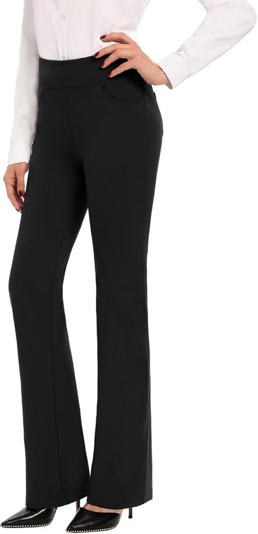 SEVEGO 29"/31"/33"/35" Inseam Women's Bootcut Yoga Dress Pants High Waist Stretch Work Pants Petite, Regular, Long, Tall (X-Large, Black)