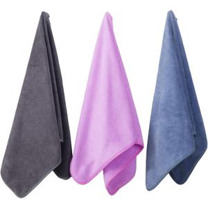 Microfiber Gym Towels Bigger Size Super Soft for Exercise Fitness, Sports, Workout, 380-GSM 15-Inch x 31-Inch Quick-Drying Towels (3 Pack, Pure Grey+Blue+Purple)