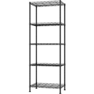 HOMEFORT 5-Shelving Unit, Adjustable Wire Shelving, Metal Wire Shelf Rack Organizer for Kitchen, Pantry, Closet, Bathroom, Laundry, Black,21" W x 11" D x 53" H