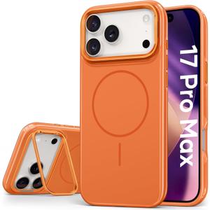 Vihibii for iPhone 17 Pro Max Case with Adjustable Stand, [Compatible with Magsafe], Fade-Resistant Glow Stylish Slim, Rugged Shockproof Back Cover & Silicone Edges Phone Case, 6.9" 2025, Orange
