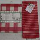 kitchenAid BrightRed 16x28 Inch Durable Obsorbant Cotton Terry Towel and LinTex Home collection Vintage Vinyl Table Cloth, 60x84 inch Rectangular
