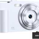 Digital Camera, FHD 4K Digital Point and Shoot Camera with 16X Zoom Anti Shake, 48MP Compact Small Camera with 32GB Card for Boys Girls Kids