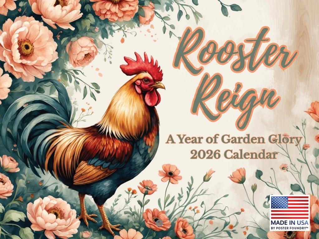 Rooster Calendar 2026 Wall Monthly Roosters Gifts For Rooster Lovers Women Men | American Made In The USA
