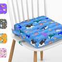 Booster Seat for Dining Table, KIDUN Portable Heightening Cushion, Washable Adjustable Booster Cushion for Kids with Safety Buckles and Non-Slip (Sea Blue)