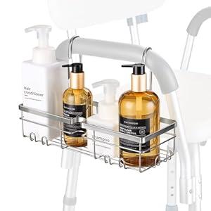 YUOROS Shower Caddy Hanging, 304 Stainless Steel Shower Organizer Rack for Shower Chair Bench for Elderly Seniors Disabled Handicap