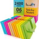 (24 Pads) Sticky Notes 3x3 in 100 Sheets/Pad, Self-Sticky Note Pads, 6 Bright Colors Super Sticky Pads - Easy to Post for School, Office Supplies, Desk Accessories (Multi-colored)
