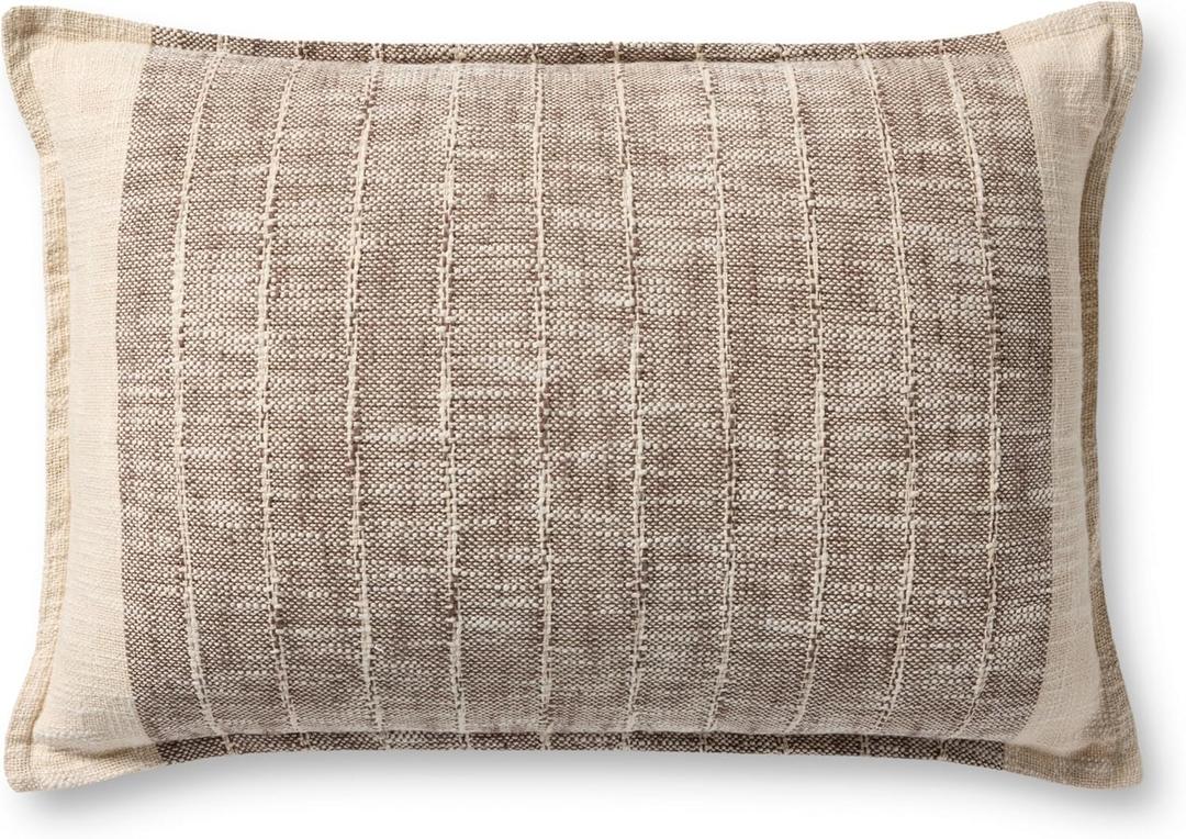 Loloi II Collection PLL0183 Brown/Ivory 16'' x 26'' Cover Only Pillow