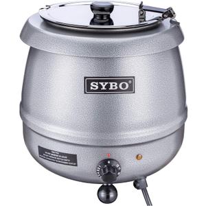 SYBO SB-6000-2G Commercial Grade Soup Kettle with Hinged Lid and Detachable Stainless Steel Insert Pot for Restaurant and Big Family, 10.5 Quarts, Silver