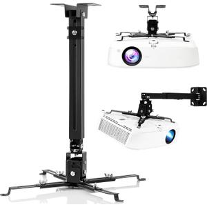 DAWASAPAT 3-in-1 Projector Mount Wall/Ceiling Projection Bracket, Universal Height Adjustable Hanging Mount Bracket Holder with Extension Pole for Home and Office Projector (Black)