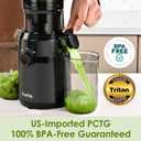 Juicer Machines,Fretta Cold Press Juicer Machines with American-Sourced PCTG Material,Fit Whole Fruits & Vegetables,Easy to Clean,Truly BPA-Free,Classic Black