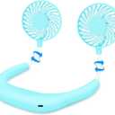 Portable Neck Fan Rechargeable USB Hands-Free Fan Personal 360° Double Headed Free Rotation 3 Speed Adjustable Wearable Face Mini Small Fan Perfect for Working, Office, Reading, Traveling