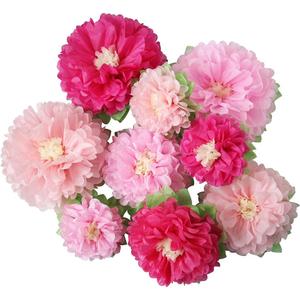 Pink Paper Flower Wedding Centerpiece Birthday Party Backdrop Nursery Room Wall Home Decoration Pack of 9