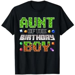 Aunt of The Birthday Boy Game Pixel Number Birthday Party T-Shirt S