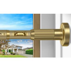 Gold Tension Curtain Rod 41-185In(4-15Ft), Extra Long Outdoor Curtain Rod No Drilling for Window or Patio, Heavy Duty Shower Rod for Bathroom,Rod Diameter 1.26In-One-bond stretching