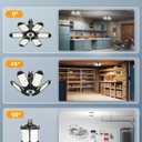 Adiding LED Garage Light Rotatable, Bright Basement Shop Ceiling Bay Lighting Fixture w/ 6 Adjustable Panels Screw in E26 E27 Bulb Base for Attic, Shed, Warehouse, Home Gym, Utility, Workshop