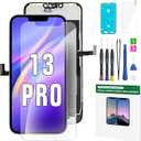 iPhone 13 Pro Screen Replacement Kit 6.1'' LCD Display 3D Touch Screen Digitizer Full Assembly Repair Kits Waterproof Frame Sticker+Screen Protector for A2483 A2636 A2638 A2639 A2640