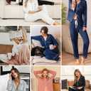 Leikar Button Down Pajamas for Women Soft Viscose Sleepwear Long Sleeve Pjs Set Maternity Nursing Postpartum Loungewear (Green, M)