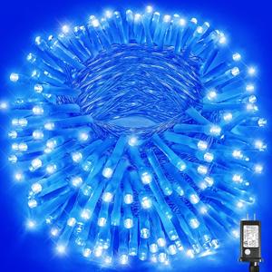 300 LED Blue Christmas Lights Outdoor Waterproof, 100ft Extra Long Blue String Lights 8 Modes Plug in Twinkle Fairy Lights with Timer for Indoor Outside Bedroom Christmas Tree Party Decorations