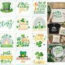 Lucky Day Friendship Themed Stencils for Reusable Painting On Wood Canvas Scrapbook Paper Fabric Pillows Card Making - 12Pcs Saint Patricks Day DIY Art Craft Stencil for Window Door Home Decorations