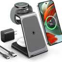 Wireless Charger Designed for Pixel Watch 3/2 (Not for Pixel Watch 1), 3 in 1 Aluminum Alloy Pixel Charger Stand for Pixel 9 Pro XL/9/Fold/9a/8/8a/7/7a/6, Pixel Buds Pro/Pro 2 (with Adapter)