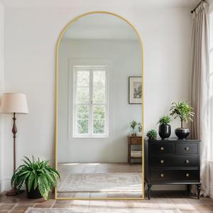 76" x 34" Full Length Mirror, Arched Full Body Mirror Standing Mirrors, Large Floor Mirrors for Bedroom Bathroom Living Room, Gold
