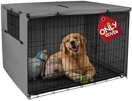 Explore Land Dog Crate Cover Heavy Duty Polyester Pet Kennel Sunshade Universal Fit for 48 inches Wire Cage (Grey)