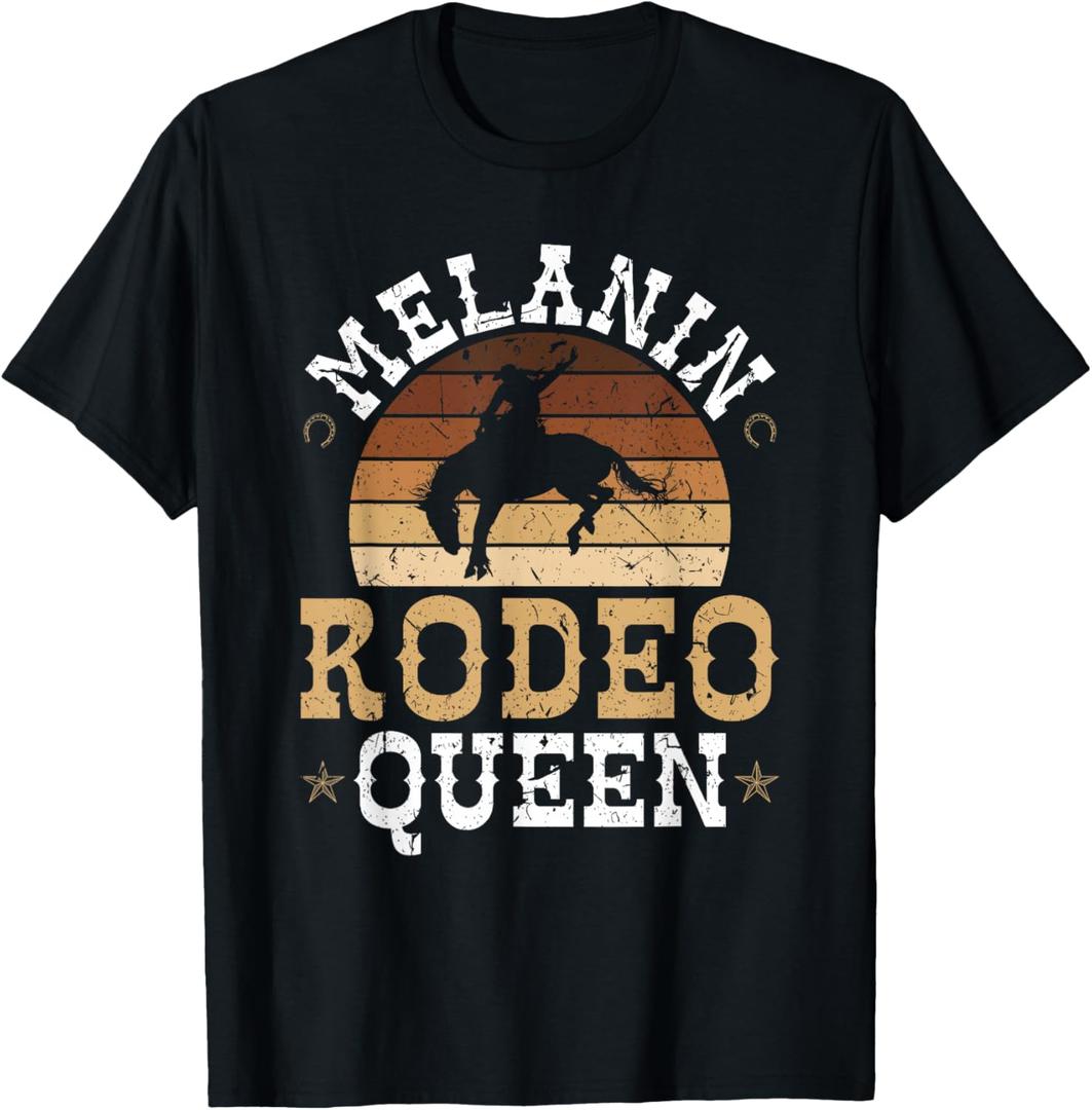 Melanin Rodeo Queen Bronc Rides African American Cowgirl T-Shirt 2XL