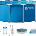 INTEX Metal Frame 15 ft x 48 in Above Ground Pool Set, Round Swimming Pool with Steel Frame, 1000 GPH Cartridge Filter Pump, and Type A Filter Cartridge