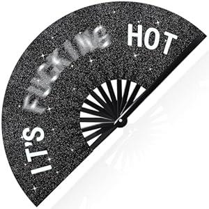 Vercraft Large Folding Hand Rave Fan for Men Women Bamboo Folding Clack Hand Fan for EDM Music Disco Rave Festival Party Supplies(Cool)