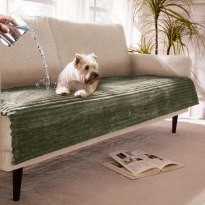 Waterproof Dual Non-Slip Couch Cover for Dogs, Fuzzy Soft Pet Couch Covers for 2 Cushion Sofa loveseat, Pet Friendly Soft Dog Bed Covers Sofa Cover Washable (Sage Green, 33" x 62" 1 Pack)