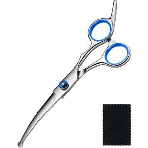 Dog Grooming Scissors Curved Shears Set Rounded Trimming Scissors for Professional Pet Dogs Cats Doodles Face Paws Matted Hair Removal at Home Use Supplies Station for Carding Tools and Trimmer