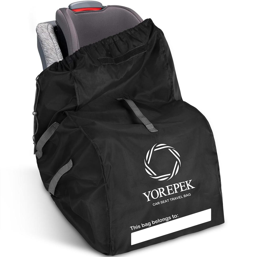 YOREPEK Car Seat Travel Bag Backpack, Universal Car Seat Bags for Air Travel Fits Convertible, Booster, Infant Carseat, Gate Check Carseat Cover for Airplane, Baby Flying Essential (Black)