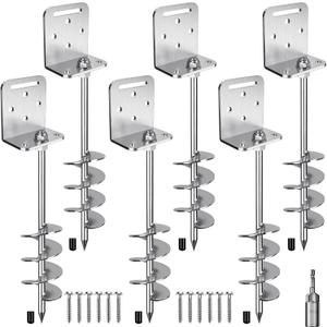 BeneLabel 2/4/6 Pack 18" 24" Ground Anchors Screw in Shed Anchor with L Bracket Trampoline Anchor Spiral Swingset Anchors for Swing Set, Mobile Home, Fence, Playset, Tent, Canopy, Carport
