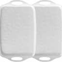 Large Serving Tray with Handle, 19x12 Rectangular Melamine Serving Platters, Set of 2, Kitchen Food and BBQ ServingTray, Breakfast Tray, Dishwasher Safe, Bright White