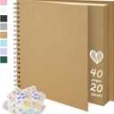10X10 Inch DIY Scrapbook Photo Album, Kraft Blank Paper Scrap Book 40 Pages Memory Book for Wedding Family, Kraft Color
