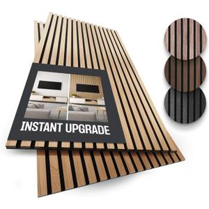 2-Pack Wood Panels for Wall - Acoustic Wood Slat Wall Panels, Soundproof Wooden Paneling for Interior Decor