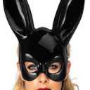 TOP VACUUM PARTS Masquerade Rabbit Mask Rabbit Ears Mask Women's Costume Masks for Masquerade Ball, Simply Gorgeous! Shiny Black