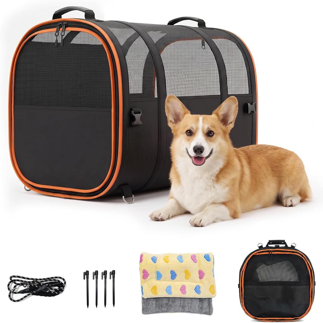 Collapsible Dog Crate for Car Travel, 25-Inch Soft Kennel