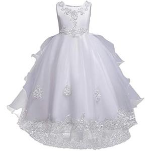 Flower Girl's Dress Princess Puffy Tulle Dresses Bridesmaid Wedding Communion Birthday Party Pageant Maxi Prom Gown for Kids, Size 120