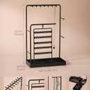 Lolalet Jewelry Organizer Stand, No Assembly Needed Display Storage with Rotating Earring Holder and Velvet Ring Tray for Necklace Bracelet Studs,Christmas Gifts Room Dorm Decor for Teen Girls -Black